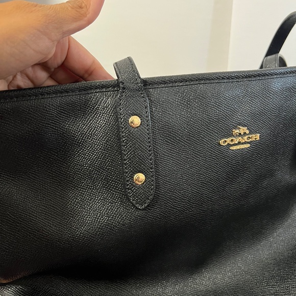 Coach Black Leather City Tote Bag - Picture 12 of 16